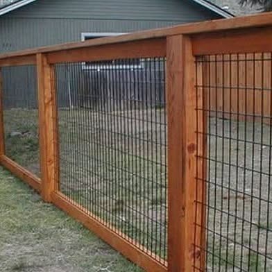 Timber frame fence with heavy duty black wire mesh grid